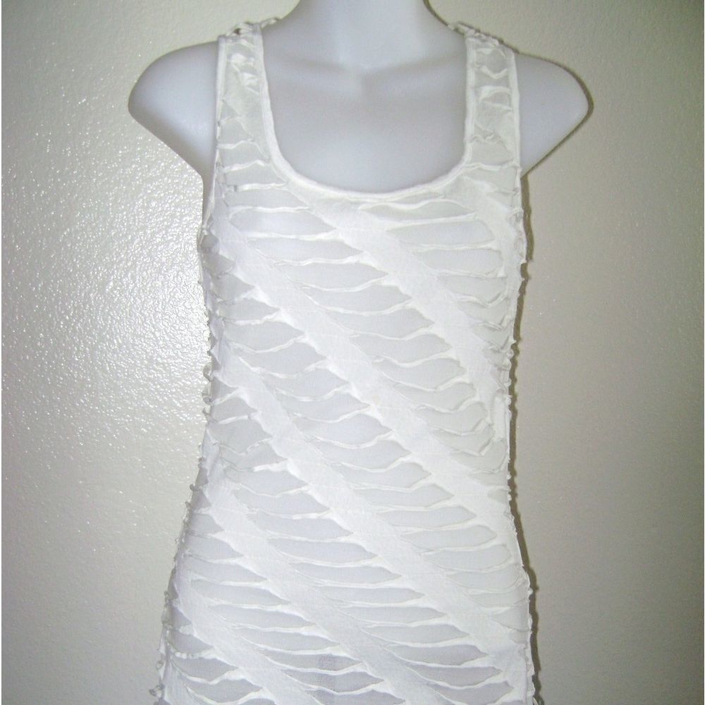 Cherish Women's Size Small Eggshell Distressed Tank Dress Lightweight Casual